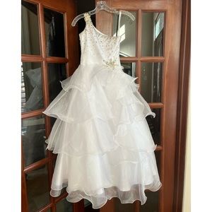 MacDuggal one shoulder girls pageant dress